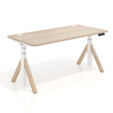 hohenverstellbarer schreibtisch weiss flax oak erghos nature 1