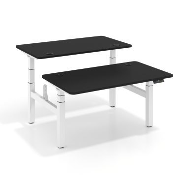 hohenverstellbarer schreibtisch weiss pure black erghos pro 1