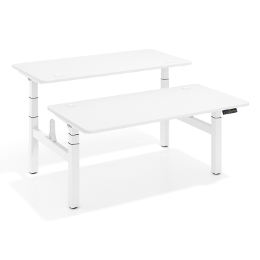 hohenverstellbarer schreibtisch weiss warm white erghos pro 1