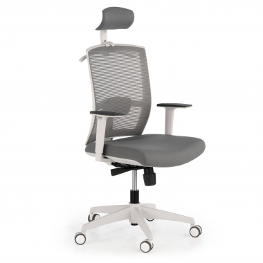 ergonomischer burostuhl weiss grau weisse struktur kopfstutze netzstoff 1d verstellbare armlehnen lordosenstutze kopfstutze 1