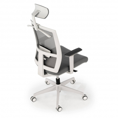 ergonomischer burostuhl weiss grau weisse struktur kopfstutze netzstoff 1d verstellbare armlehnen lordosenstutze kopfstutze 6