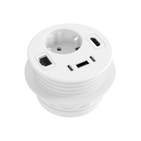 Kabeldurchführung für Schreibtisch Powerhub Ø80 mit Steckdose, USB, RJ45 und HDMI