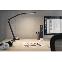 Schreibtischlampe D80 mit LED-Beleuchtung, Kabeldurchführung, Steckdose und USB-Anschlüssen