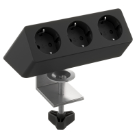 Tischsteckdose Edge, schräges Design, 3 Steckdosen und Klemmhalterung