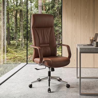 luxus burostuhl braun armani naturleder feste armlehnen 2