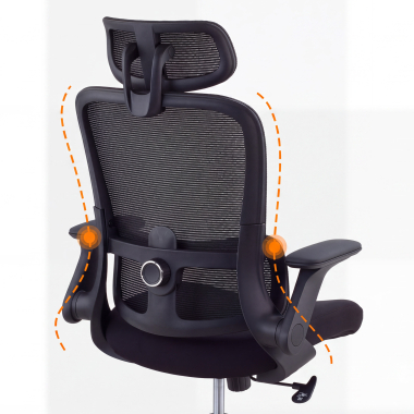 ergonomischer burostuhl schwarz dexter netzstoff hochklappbare armlehnen lordosenstutze kopfstutze 8