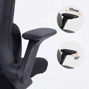ergonomischer burostuhl schwarz dexter netzstoff hochklappbare armlehnen lordosenstutze kopfstutze 6