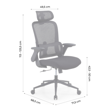 ergonomischer burostuhl schwarz dexter netzstoff hochklappbare armlehnen lordosenstutze kopfstutze 13