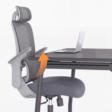 ergonomischer burostuhl grau dexter netzstoff hochklappbare armlehnen lordosenstutze kopfstutze 13