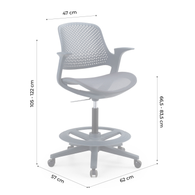 ergonomischer hocker anthrazit dorian netzstoff feste armlehnen 12