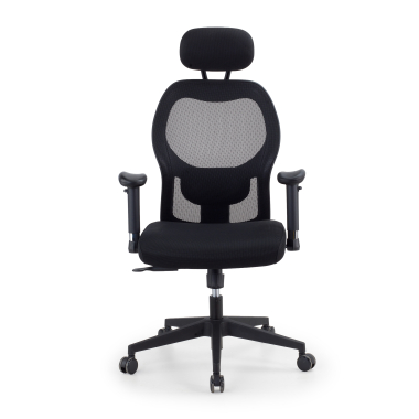burostuhl home office schwarz mit kopfstutze netzstoff 2d verstellbare armlehnen lordosenstutze kopfstutze 3