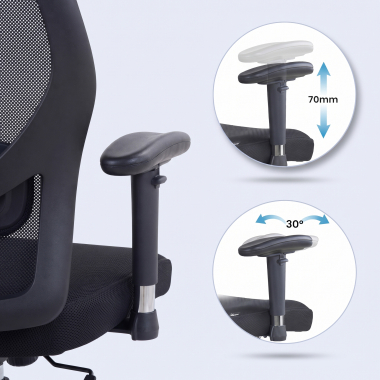 burostuhl home office schwarz mit kopfstutze netzstoff 2d verstellbare armlehnen lordosenstutze kopfstutze 6