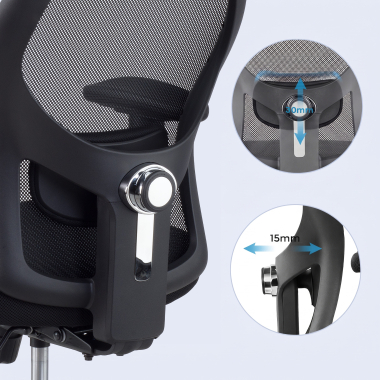 burostuhl home office schwarz mit kopfstutze netzstoff 2d verstellbare armlehnen lordosenstutze kopfstutze 5