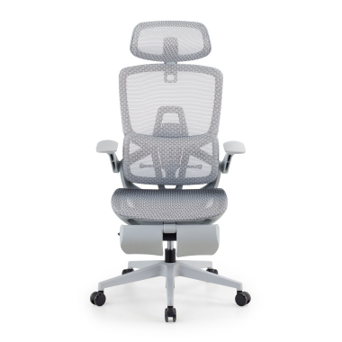 ergonomischer burostuhl weiss grau halo z3 netzstoff 4d verstellbare armlehnen lordosenstutze kopfstutze ausziehbare fussstutze 3