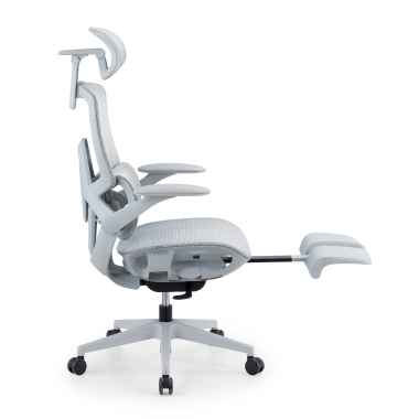 ergonomischer burostuhl weiss grau halo z3 netzstoff 4d verstellbare armlehnen lordosenstutze kopfstutze ausziehbare fussstutze 12