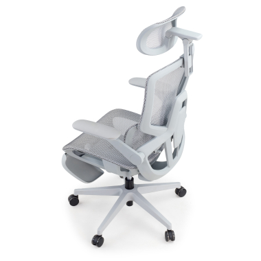 ergonomischer burostuhl weiss grau halo z3 netzstoff 4d verstellbare armlehnen lordosenstutze kopfstutze ausziehbare fussstutze 14