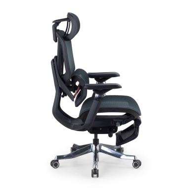ergonomischer burostuhl schwarz glide ultra netzstoff 5d verstellbare armlehnen lordosenstutze kopfstutze ausziehbare fussstutze 4