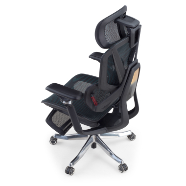 ergonomischer burostuhl schwarz glide ultra netzstoff 5d verstellbare armlehnen lordosenstutze kopfstutze ausziehbare fussstutze 13