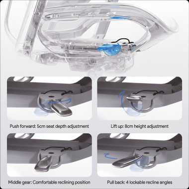 ergonomischer burostuhl schwarz glide ultra netzstoff 5d verstellbare armlehnen lordosenstutze kopfstutze ausziehbare fussstutze 12