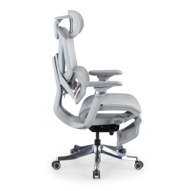 ergonomischer burostuhl weiss grau glide ultra netzstoff 5d verstellbare armlehnen lordosenstutze kopfstutze ausziehbare fussstutze 4