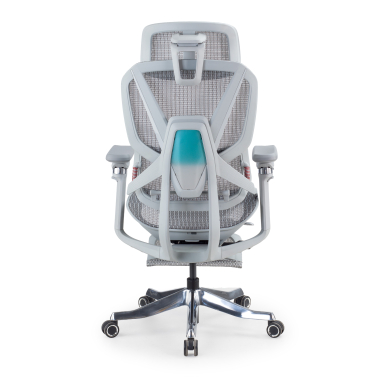 ergonomischer burostuhl weiss grau glide ultra netzstoff 5d verstellbare armlehnen lordosenstutze kopfstutze ausziehbare fussstutze 5
