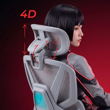 ergonomischer burostuhl weiss grau glide ultra netzstoff 5d verstellbare armlehnen lordosenstutze kopfstutze ausziehbare fussstutze 11