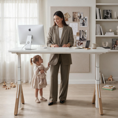 hohenverstellbarer schreibtisch weiss flax oak erghos nature 2