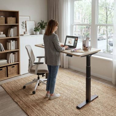 hohenverstellbarer schreibtisch schwarz flax oak erghos pro 2