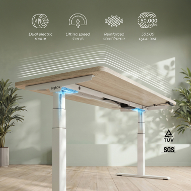 hohenverstellbarer schreibtisch weiss red oak erghos pro 4