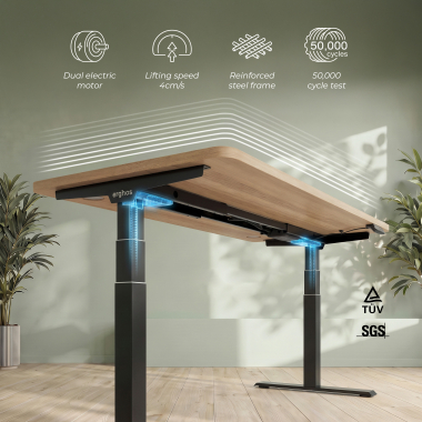 hohenverstellbarer schreibtisch schwarz red oak erghos pro 4