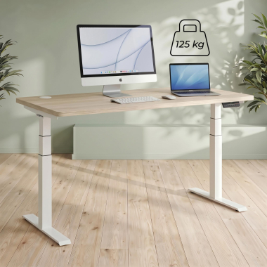 hohenverstellbarer schreibtisch weiss pure black erghos pro 6