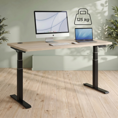 hohenverstellbarer schreibtisch schwarz flax oak erghos pro 6