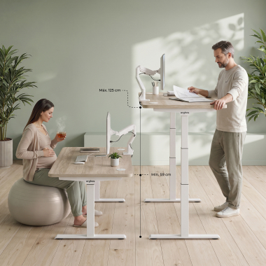 hohenverstellbarer schreibtisch weiss flax oak erghos pro 7