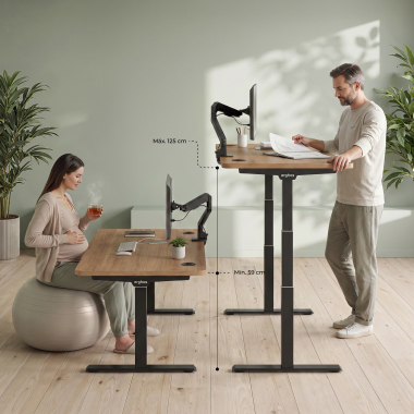 hohenverstellbarer schreibtisch schwarz flax oak erghos pro 7