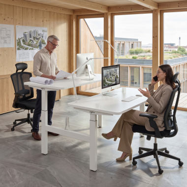 hohenverstellbarer schreibtisch weiss flax oak erghos go 2