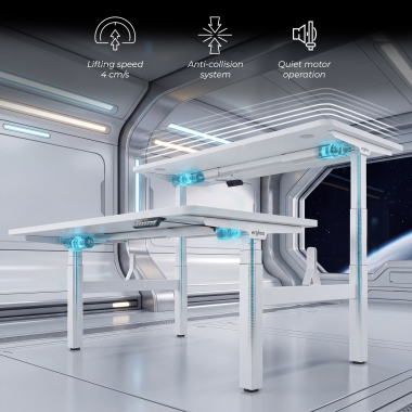 hohenverstellbarer schreibtisch weiss warm white erghos pro 5