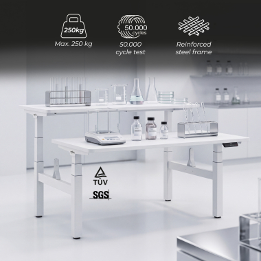 hohenverstellbarer schreibtisch weiss pure black erghos pro 7