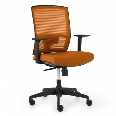 ergonomischer burostuhl orange schwarzes gestell netzstoff 1d verstellbare armlehnen lordosenstutze 1