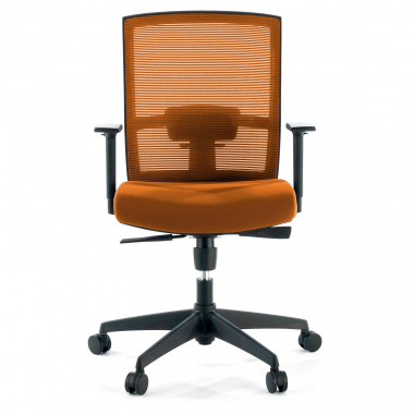 ergonomischer burostuhl orange schwarzes gestell netzstoff 1d verstellbare armlehnen lordosenstutze 4