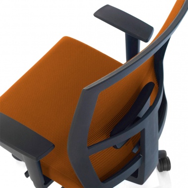 ergonomischer burostuhl orange schwarzes gestell netzstoff 1d verstellbare armlehnen lordosenstutze 5