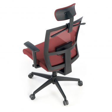 ergonomischer burostuhl rot schwarze struktur kopfstutze netzstoff 1d verstellbare armlehnen lordosenstutze kopfstutze 5