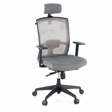 ergonomischer burostuhl grau schwarze struktur kopfstutze netzstoff 1d verstellbare armlehnen lordosenstutze kopfstutze 1