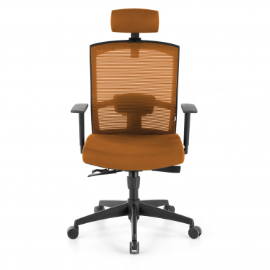 ergonomischer burostuhl orange schwarze struktur kopfstutze netzstoff 1d verstellbare armlehnen lordosenstutze kopfstutze 4