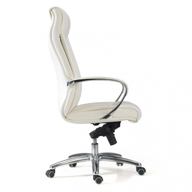 chefsessel weiss hoher rucken echtes leder naturleder gepolsterte armlehnen 4