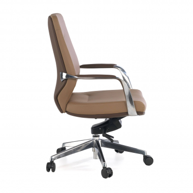 chefsessel braun niedriger rucken bicolor kunstleder gepolsterte armlehnen 4