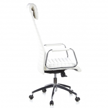 chefsessel weiss naturleder naturleder gepolsterte armlehnen kopfstutze 4