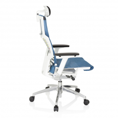 gunstiger burostuhl weiss blau weisse struktur netzstoff 4d verstellbare armlehnen lordosenstutze kopfstutze 8