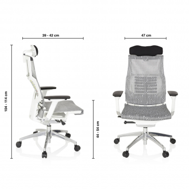gunstiger burostuhl weiss blau weisse struktur netzstoff 4d verstellbare armlehnen lordosenstutze kopfstutze 11