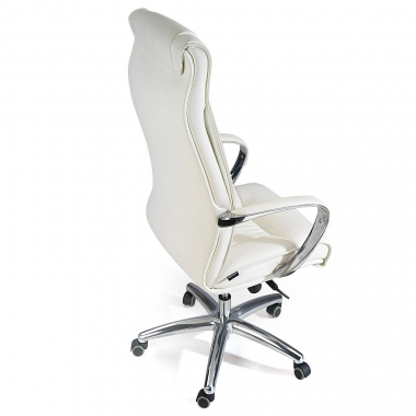 chefsessel weiss hoher rucken echtes leder naturleder gepolsterte armlehnen 6