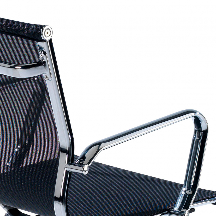 Design Bürostuhl Stilo, Chromgestell, niedrige Rückenlehne aus Netzstoff